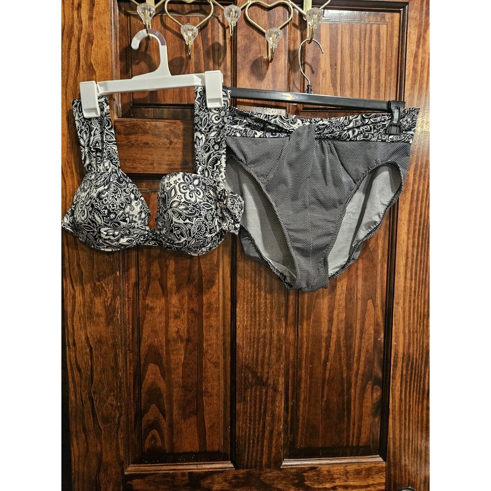 Swim Shaper Vintage 70s Union Made USA Paisley Polka Dot Bikini Set High Rise 14